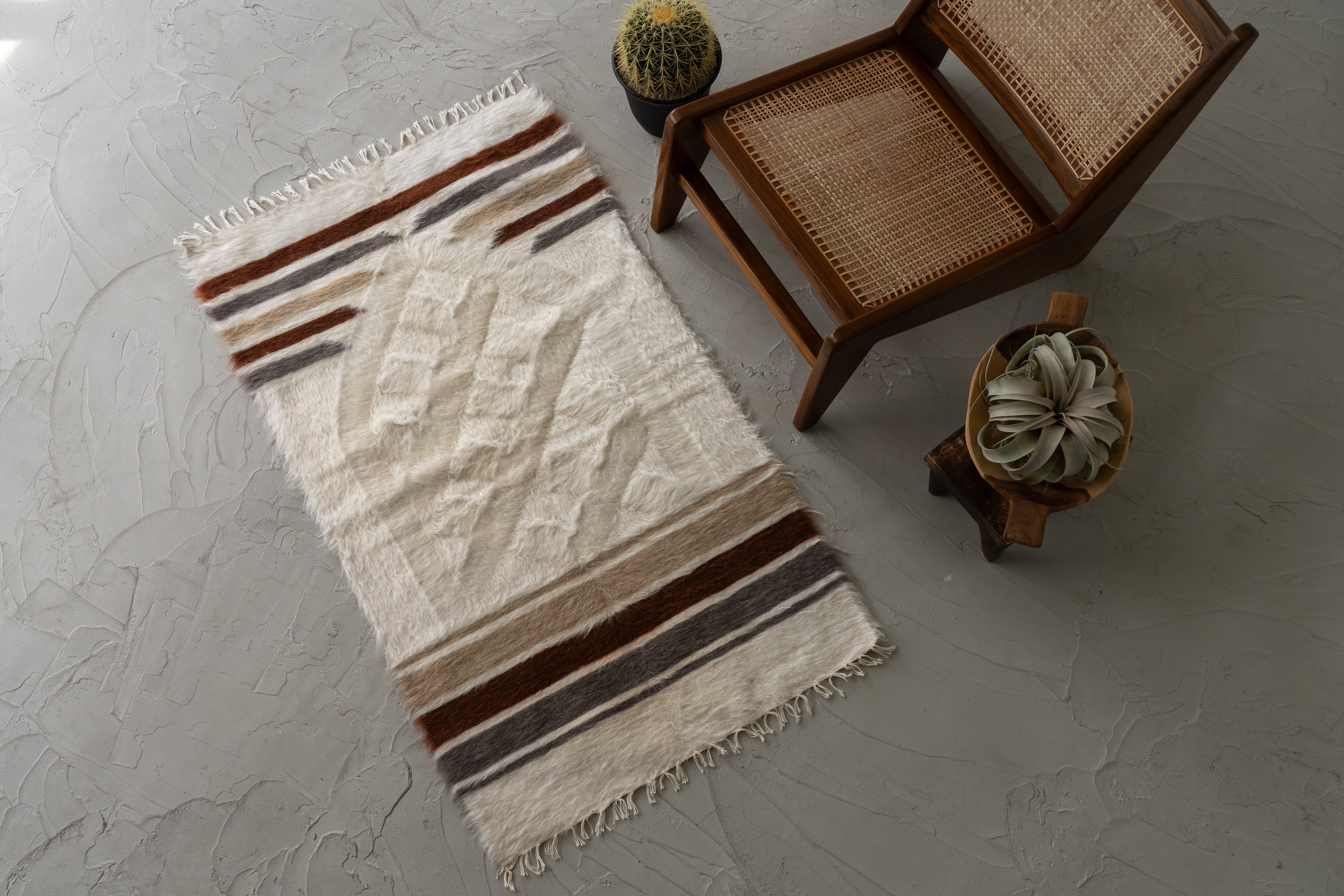 トルコ産 シールトバッターニエ】手織りブランケット-Siirt Battaniye