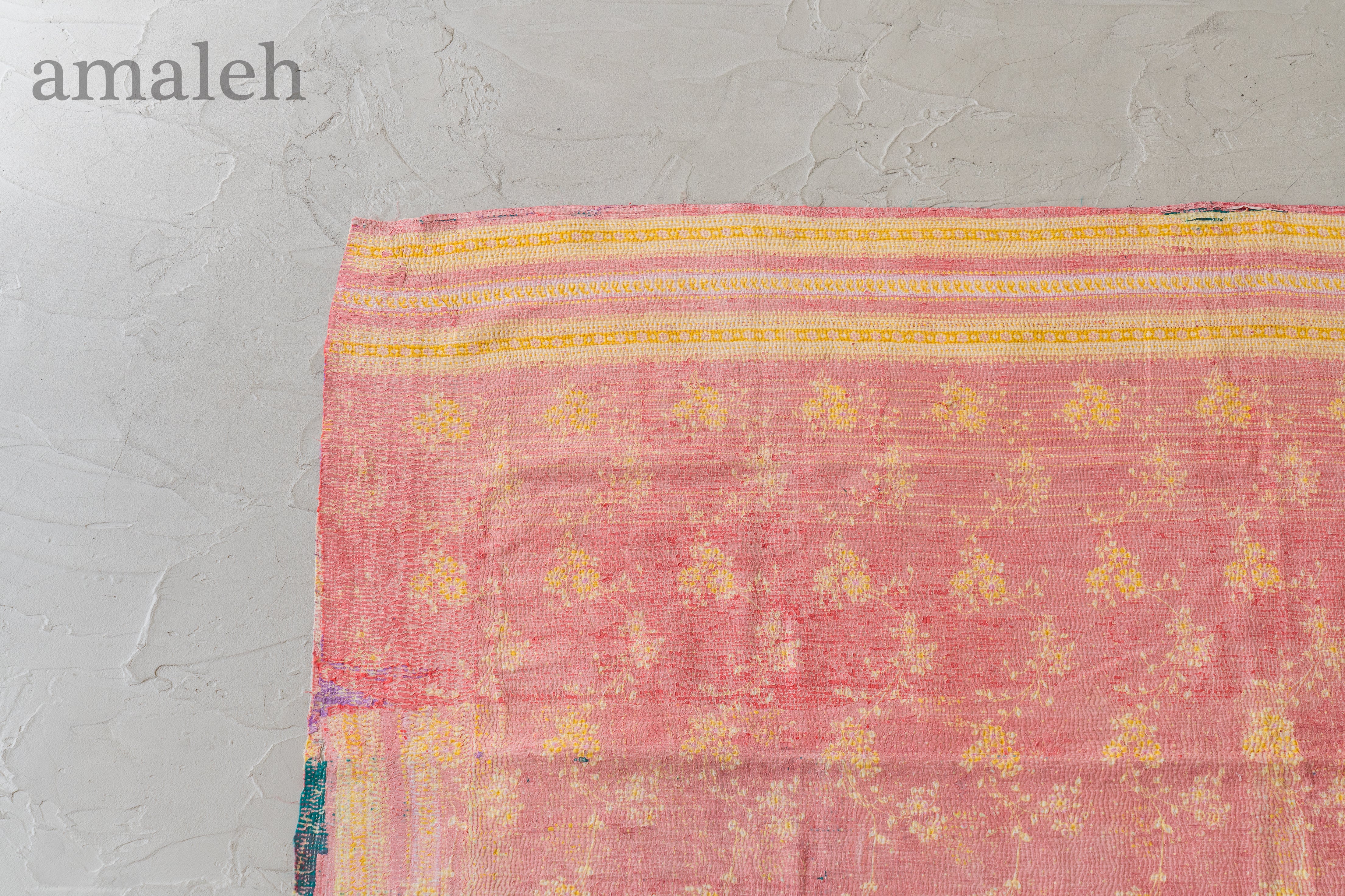 ヴィンテージ　カンタキルト　レア　インド　高級　手仕事　大幅値下げ インドの手刺繍ヴィンテージカンタキルト・ラリーキルト-QUILT