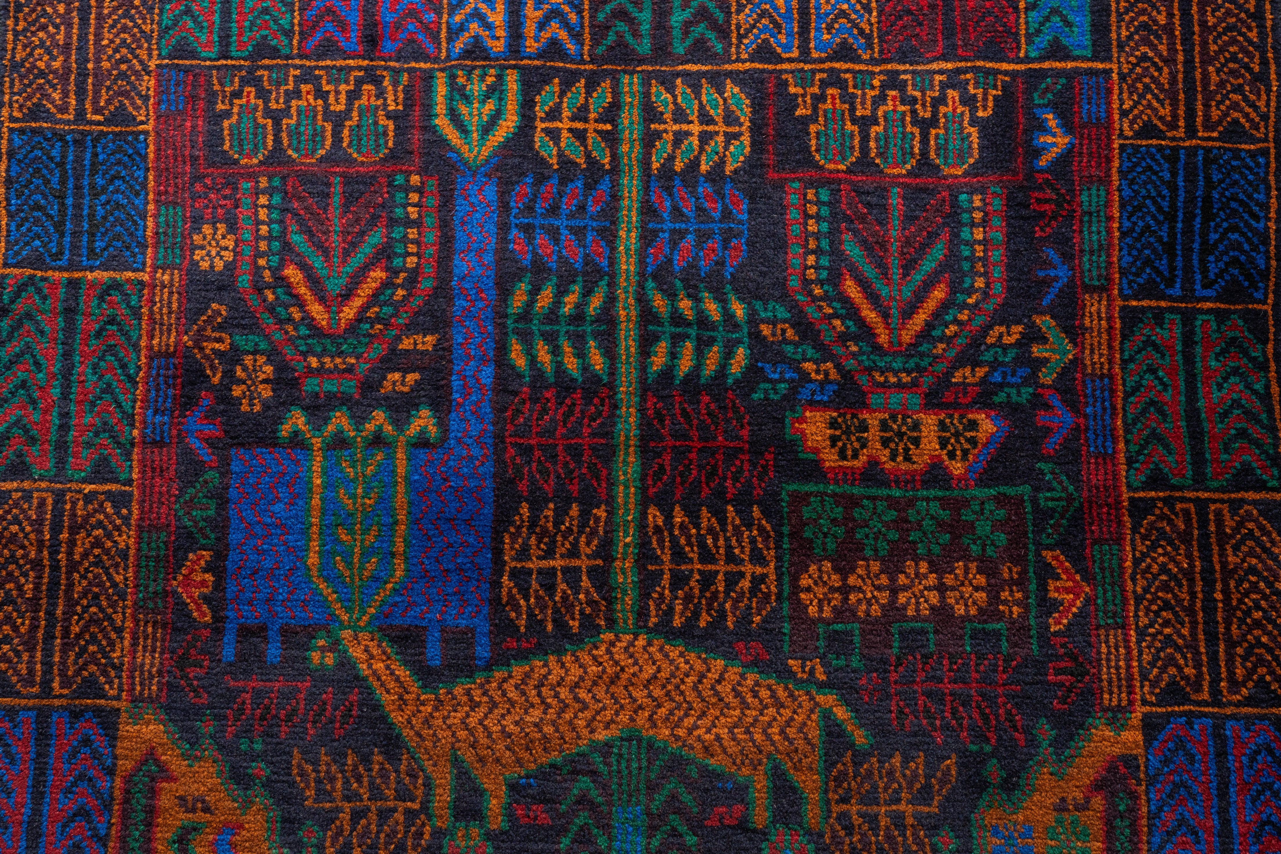 アフガニスタン 2000年代 バルーチラグ】トライバルラグ