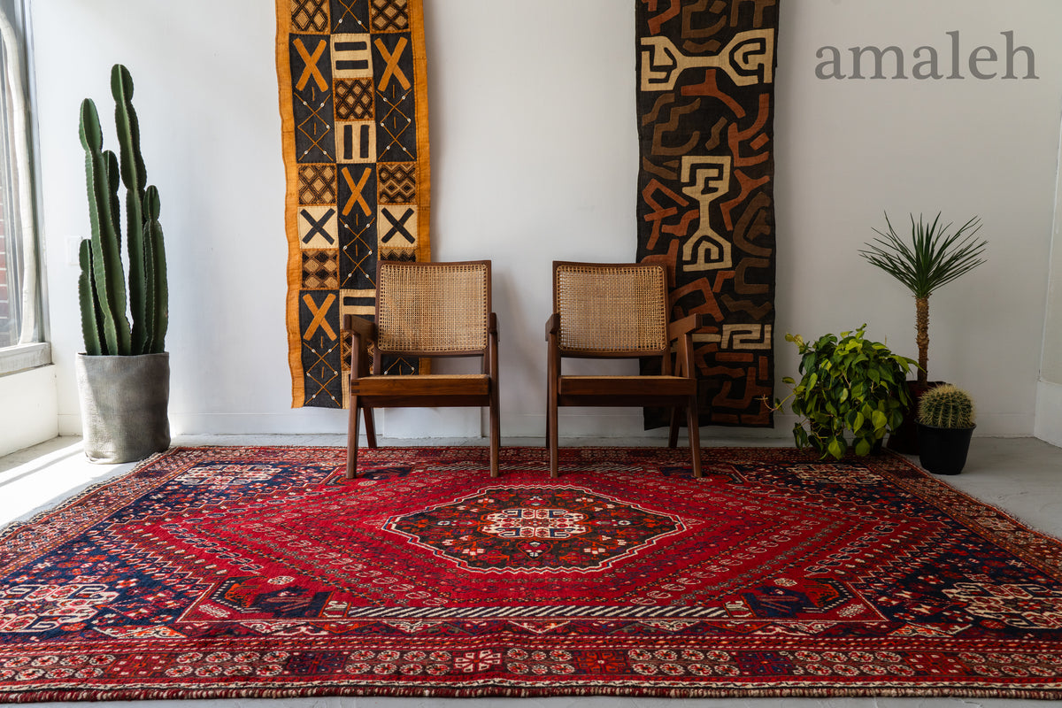 イラン産 1980年代 ペルシャ絨毯】トライバルラグ-ヴィンテージラグ