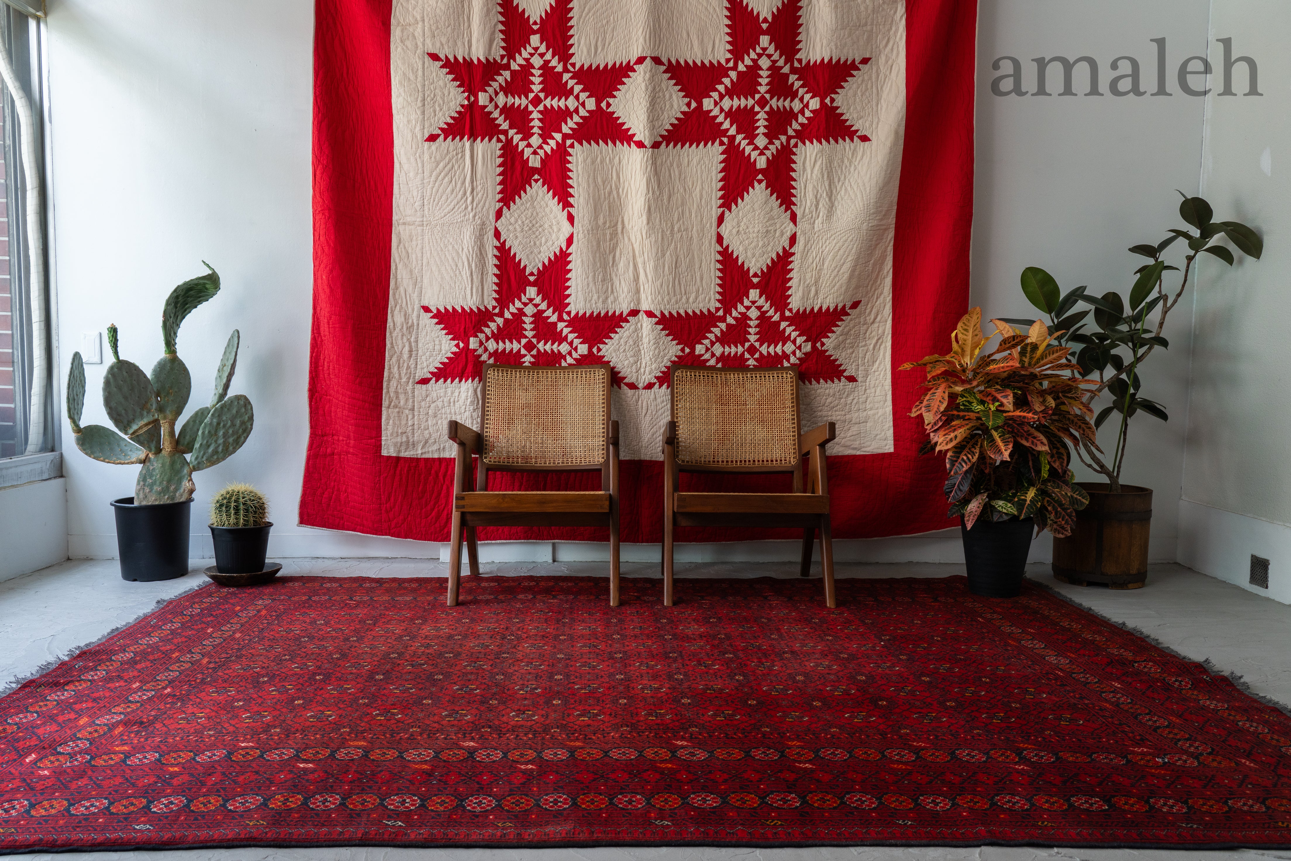 ☾Vintage Rug☽ 210cm×80cm　トルクメン族　アフガンラグ War Rug ウォーラグ 88×57cm アフガニスタン産 トルクメン族作