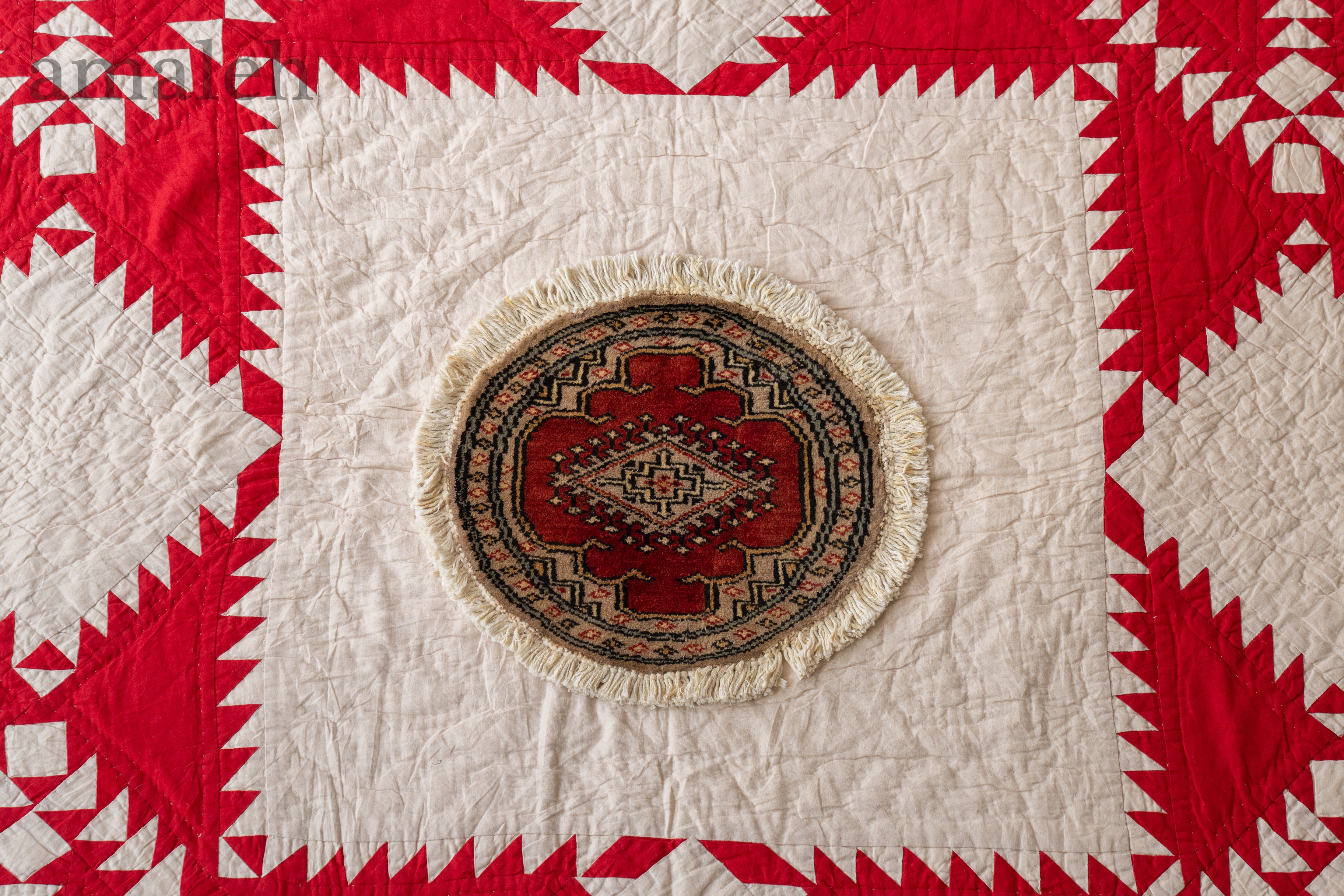 パキスタン産 1990年代 ヴィンテージミニラグ】手織り絨毯