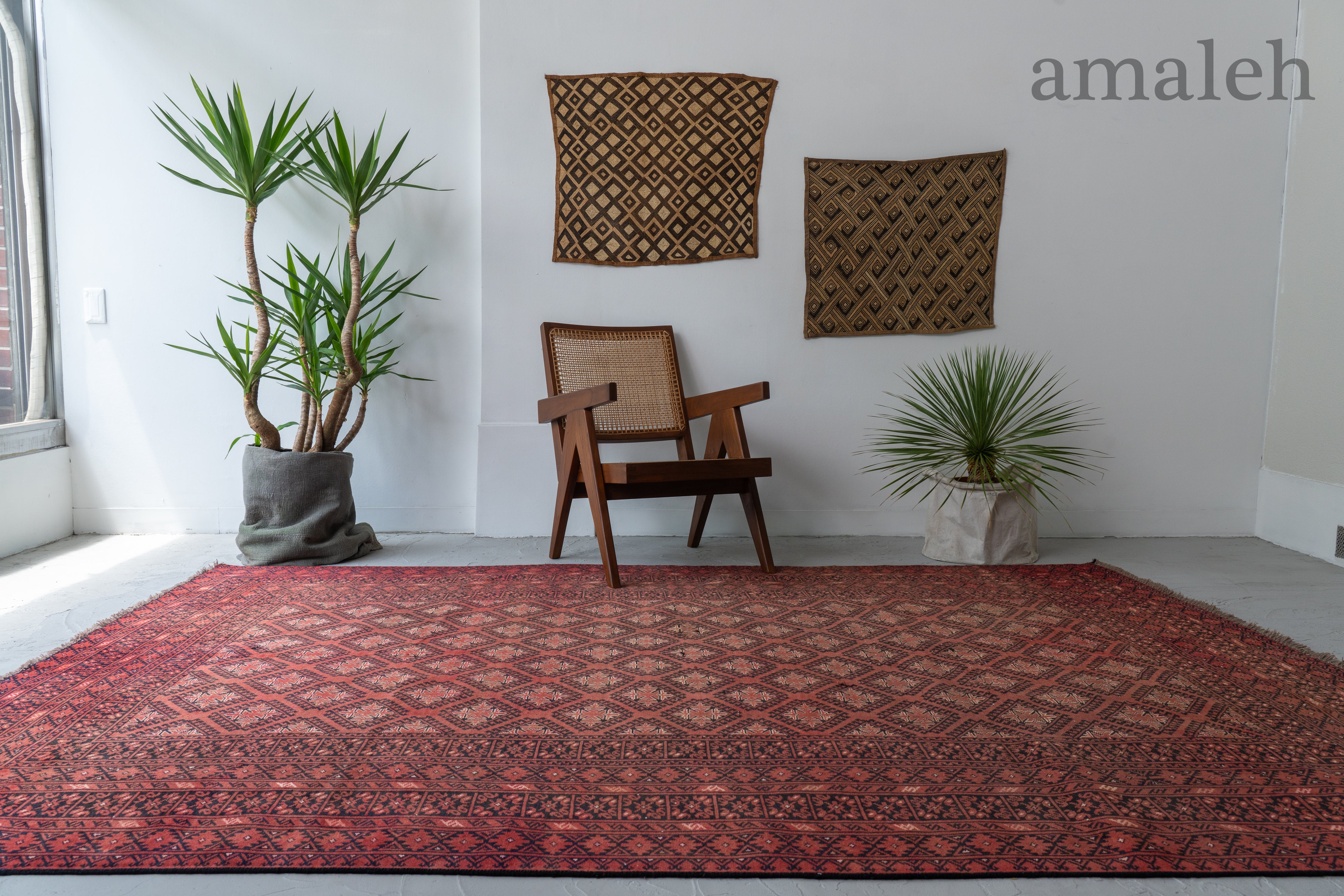 80's Vintage rug】117×89cmアフガニスタントルクメン