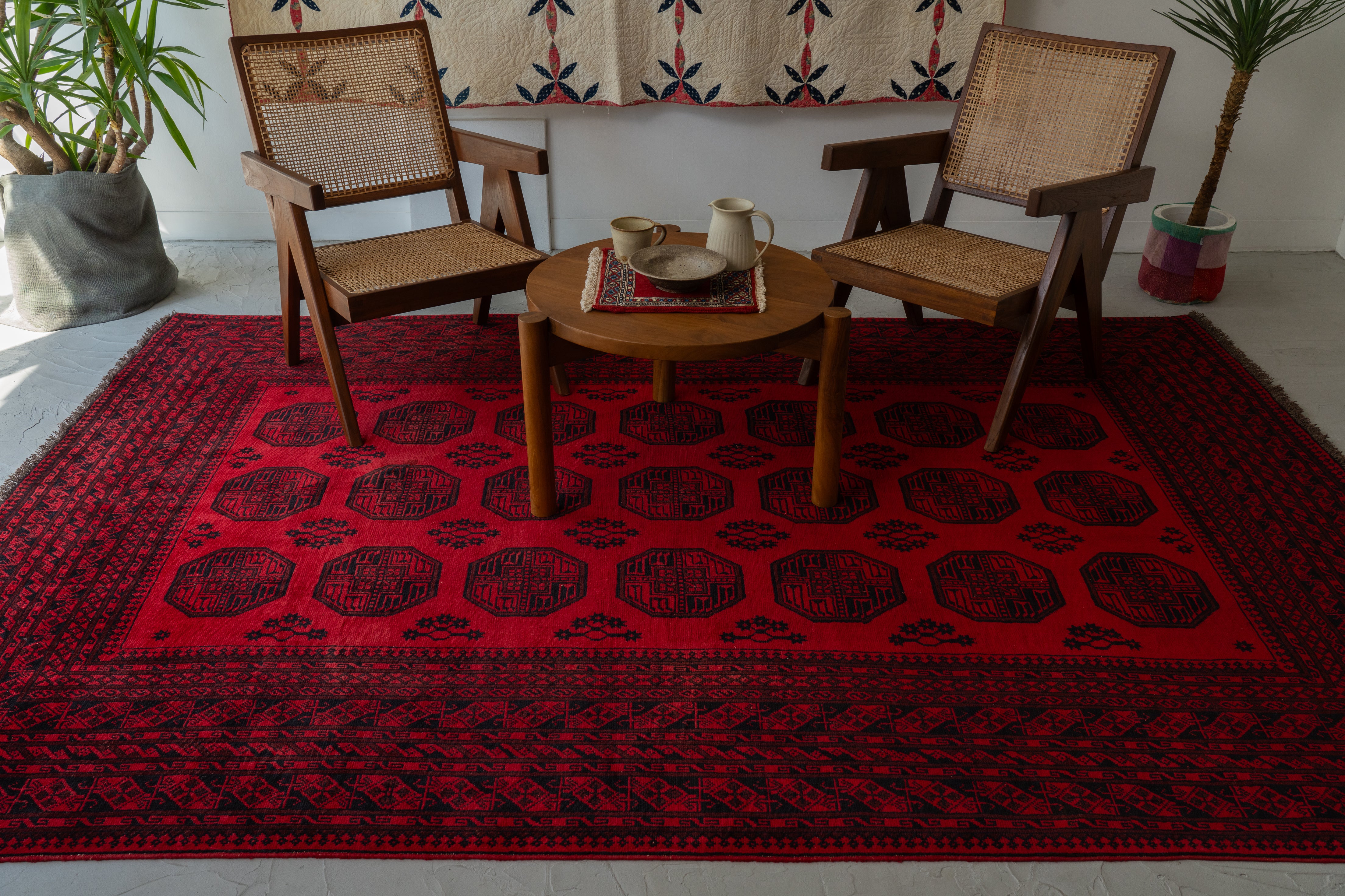 アフガニスタン産 1990年代 トルクメンラグ】トライバルラグ