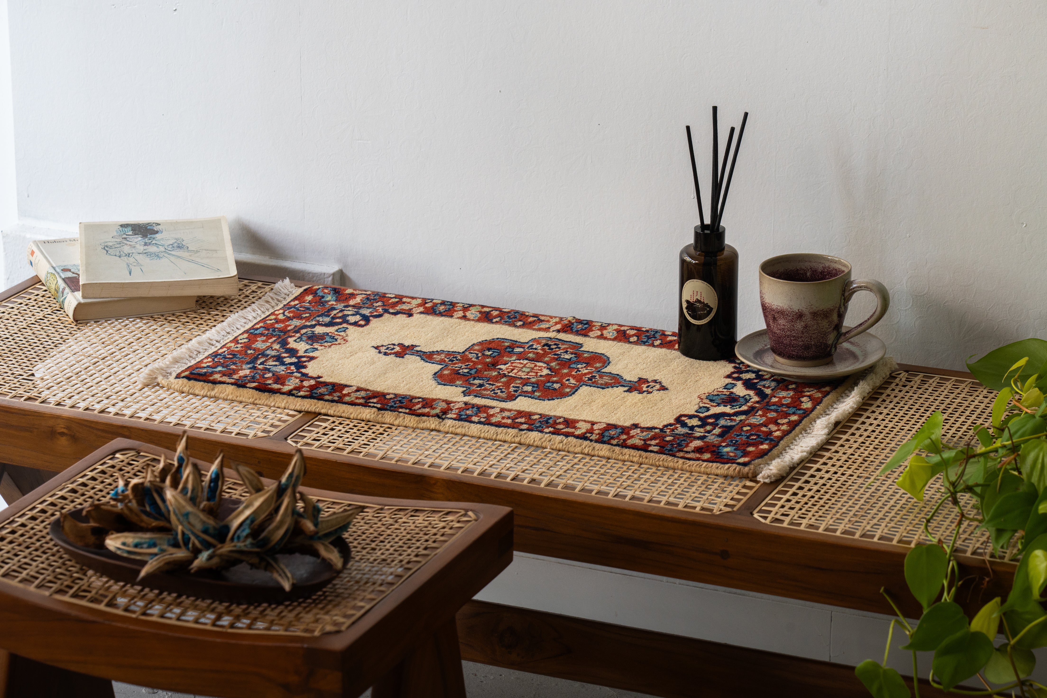 パキスタン産 1990年代 ミニラグ】ミニランナー-パキスタンラグ-手織り