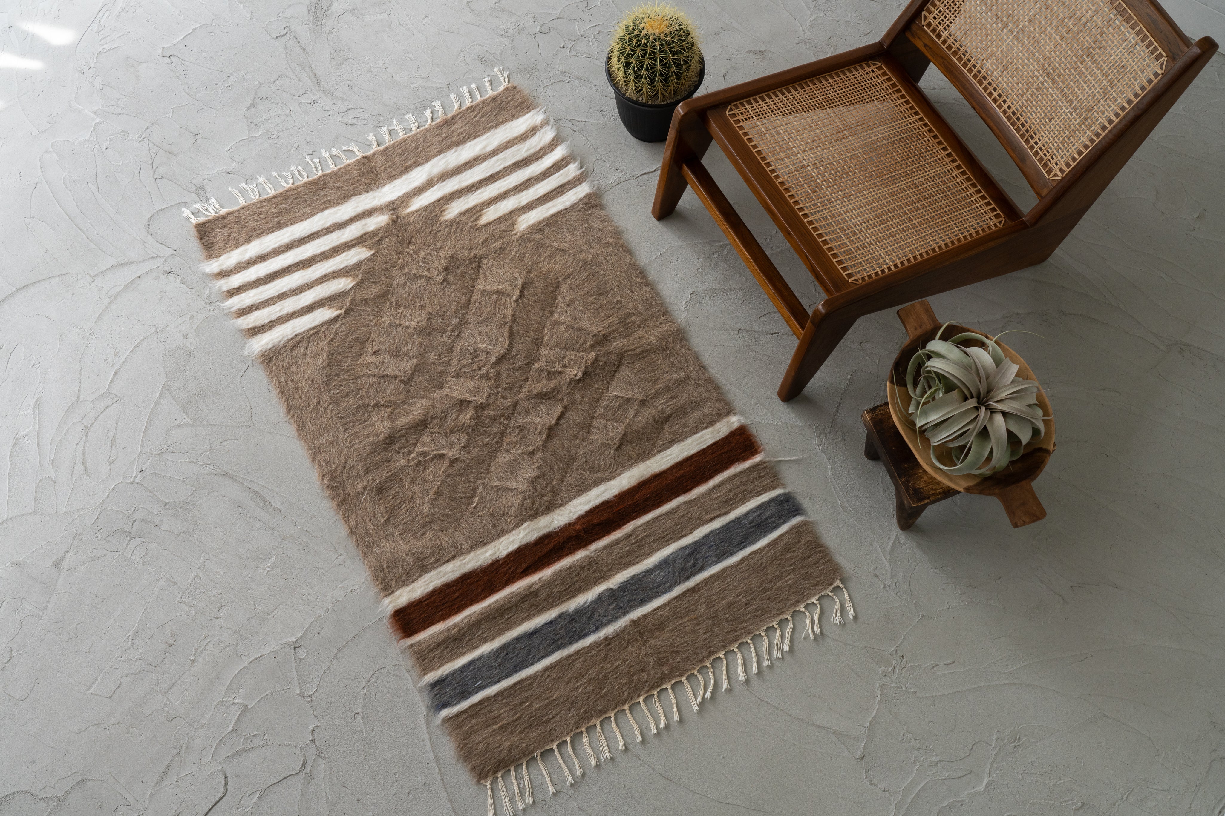 トルコ産 シールトバッターニエ】手織りブランケット-Siirt Battaniye