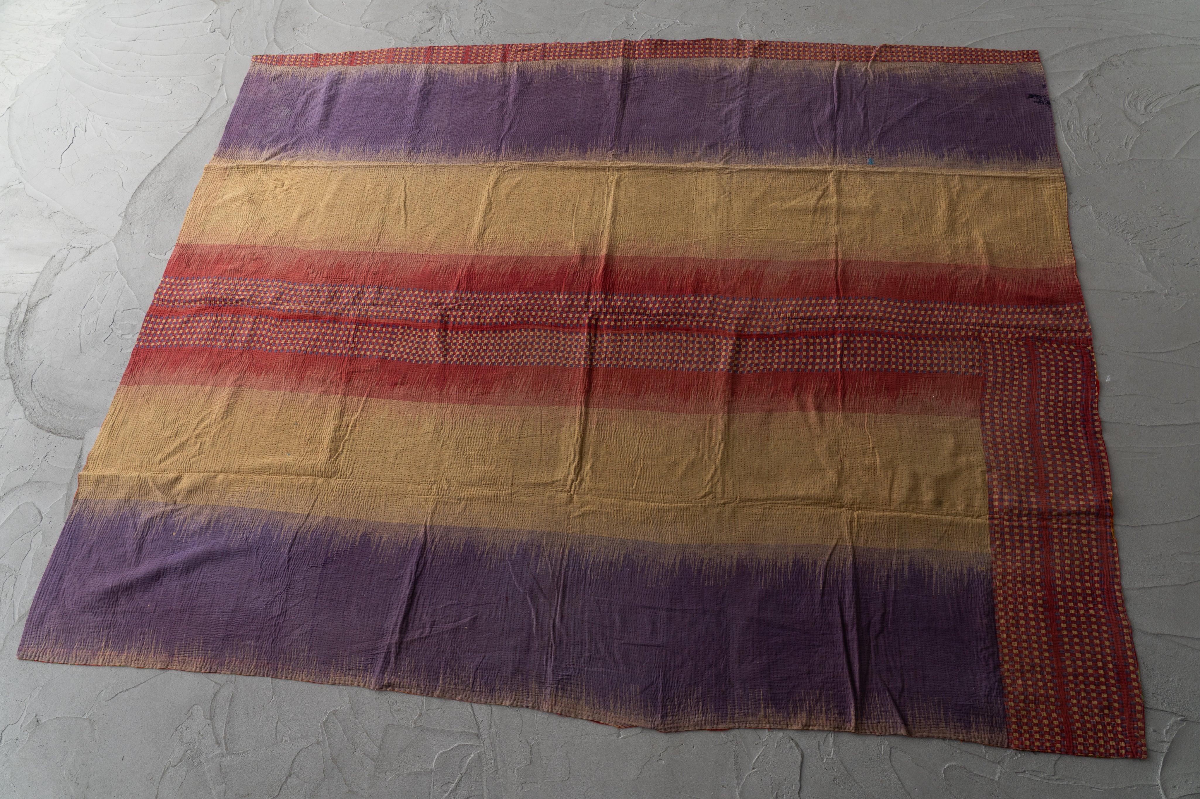 no.254 Vintage　カンタキルト　ラリーキルト　ベビーキルト　ラグ インド産 カンタキルト・ラリーキルト】ヴィンテージラグ専門店