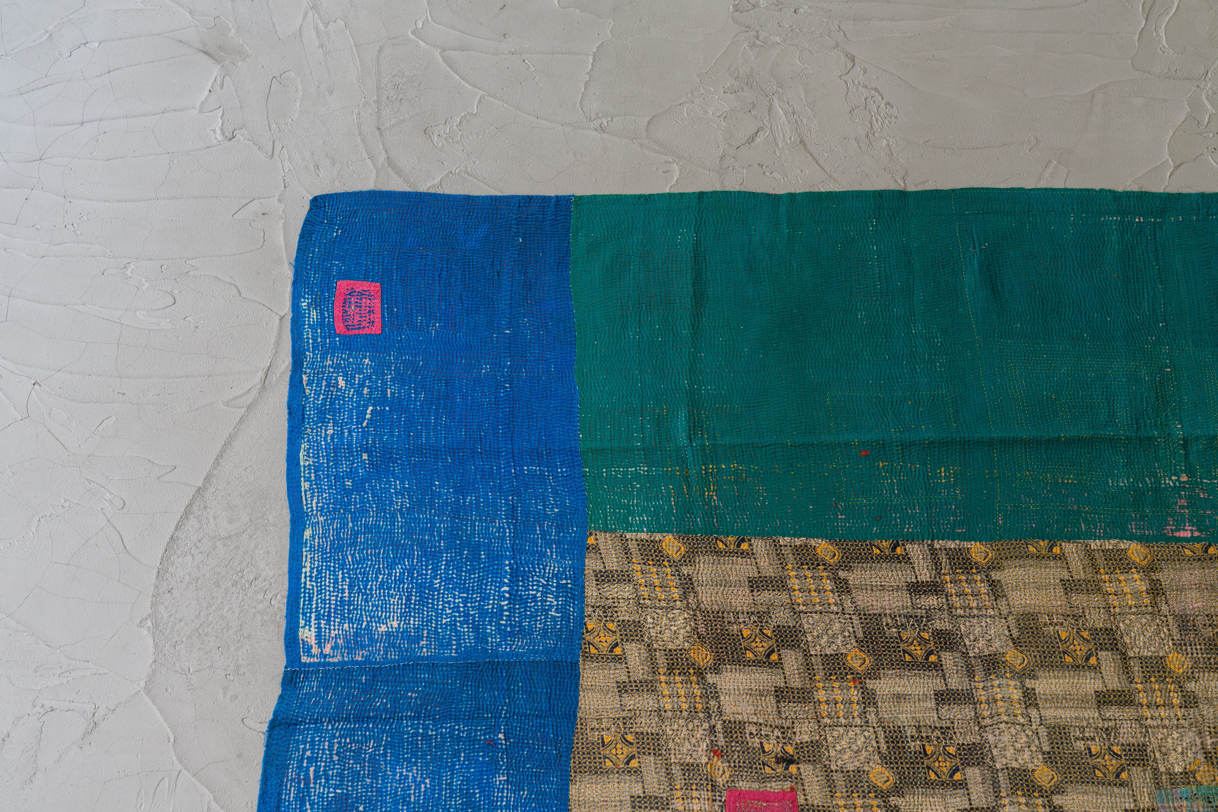 ヴィンテージラリーキルト カンタキルト オールドカンタ⑥ インド産 カンタキルト・ラリーキルト】ヴィンテージラグ専門店 amaleh