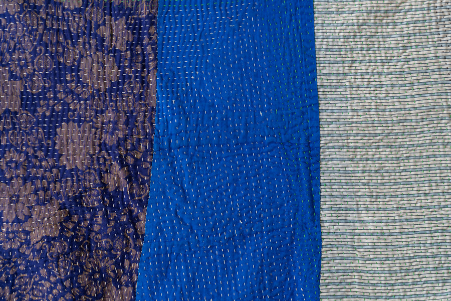 インド産　ヴィンテージ　カンタキルト　パッチワーク　手織り刺繍　手刺繍　ラリーキルト　ソファカバー　ヴィンテージ雑貨　民芸品　キルト専門店　amaleh