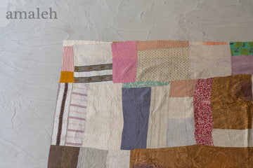 インド産　ヴィンテージ　カンタキルト　パッチワーク　手織り刺繍　手刺繍　ラリーキルト　ソファカバー　ヴィンテージ雑貨　民芸品　キルト専門店　amaleh