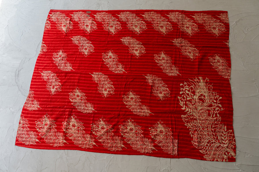 インド産　ヴィンテージ　カンタキルト　パッチワーク　手織り刺繍　手刺繍　ラリーキルト　ソファカバー　ヴィンテージ雑貨　民芸品　キルト専門店　amaleh