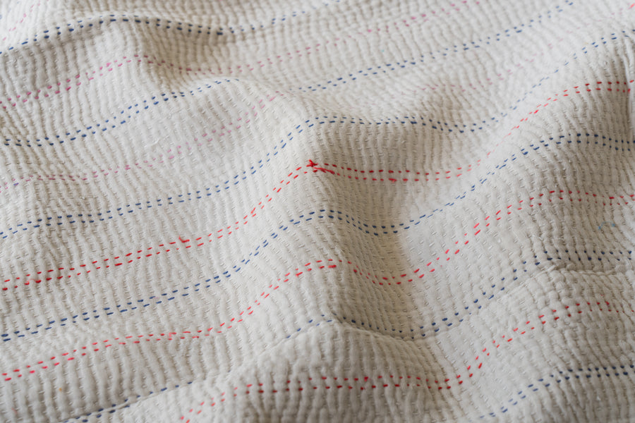 インド産　ヴィンテージ　カンタキルト　パッチワーク　手織り刺繍　手刺繍　ラリーキルト　ソファカバー　ヴィンテージ雑貨　民芸品　キルト専門店　amaleh