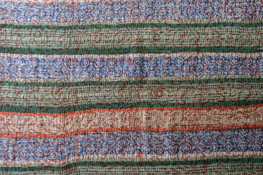 インド産　ヴィンテージ　カンタキルト　パッチワーク　手織り刺繍　手刺繍　ラリーキルト　ソファカバー　ヴィンテージ雑貨　民芸品　キルト専門店　amaleh