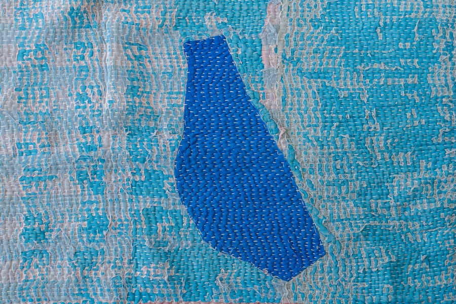 インド産　ヴィンテージ　カンタキルト　パッチワーク　手織り刺繍　手刺繍　ラリーキルト　ソファカバー　ヴィンテージ雑貨　民芸品　キルト専門店　amaleh