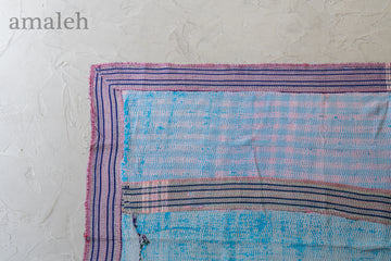 インド産　ヴィンテージ　カンタキルト　パッチワーク　手織り刺繍　手刺繍　ラリーキルト　ソファカバー　ヴィンテージ雑貨　民芸品　キルト専門店　amaleh