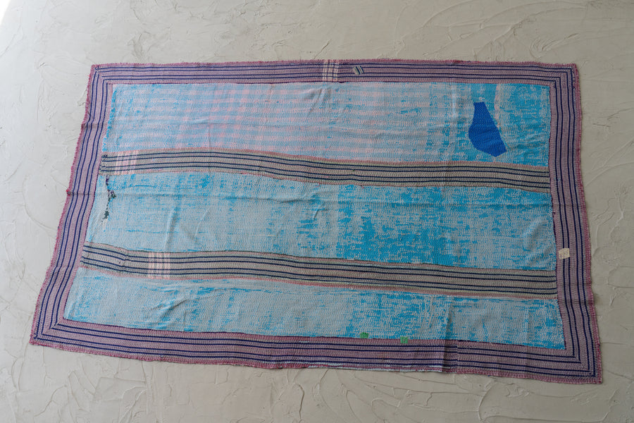 インド産　ヴィンテージ　カンタキルト　パッチワーク　手織り刺繍　手刺繍　ラリーキルト　ソファカバー　ヴィンテージ雑貨　民芸品　キルト専門店　amaleh