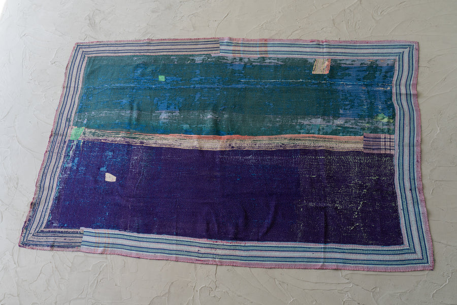 インド産　ヴィンテージ　カンタキルト　パッチワーク　手織り刺繍　手刺繍　ラリーキルト　ソファカバー　ヴィンテージ雑貨　民芸品　キルト専門店　amaleh