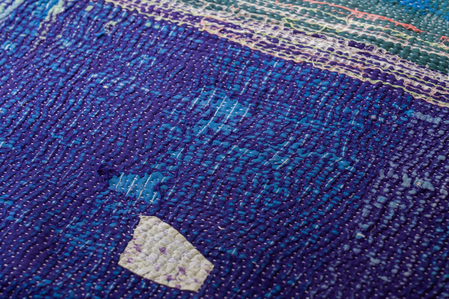 インド産　ヴィンテージ　カンタキルト　パッチワーク　手織り刺繍　手刺繍　ラリーキルト　ソファカバー　ヴィンテージ雑貨　民芸品　キルト専門店　amaleh