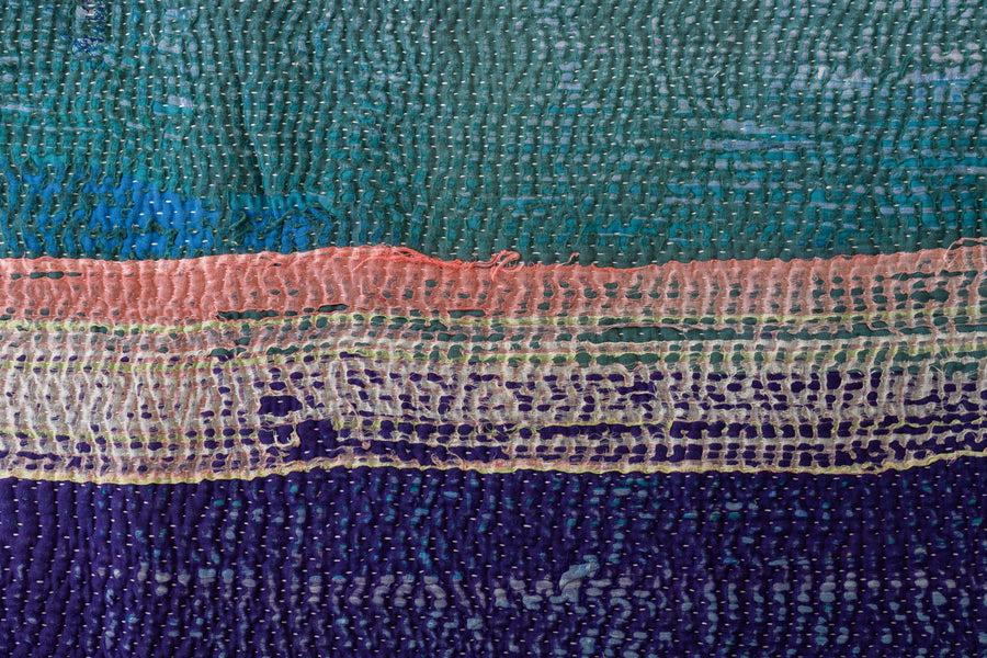 インド産　ヴィンテージ　カンタキルト　パッチワーク　手織り刺繍　手刺繍　ラリーキルト　ソファカバー　ヴィンテージ雑貨　民芸品　キルト専門店　amaleh