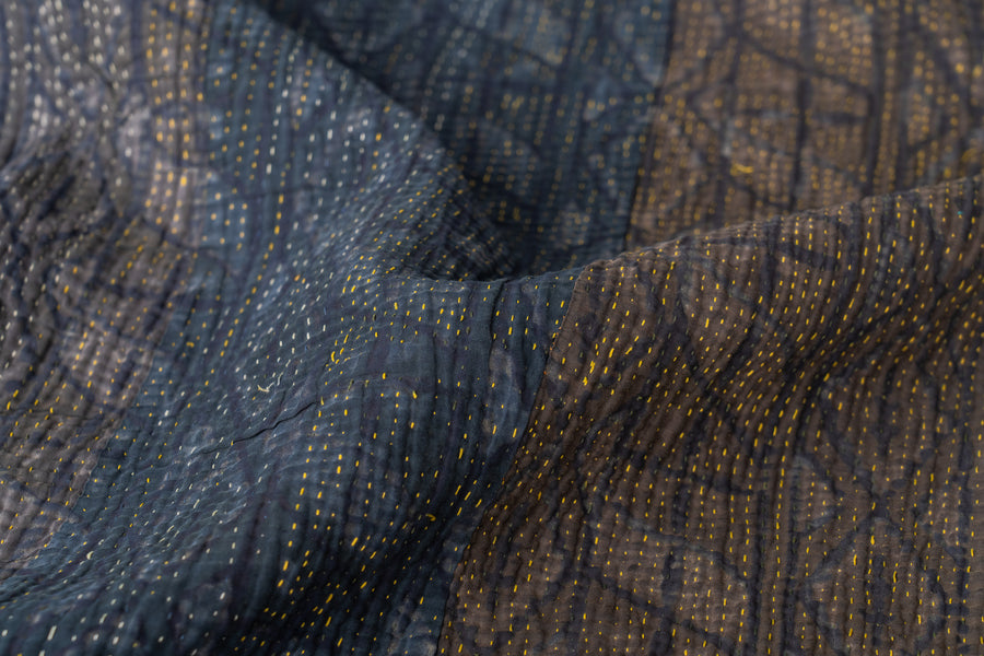 インド産　ヴィンテージ　カンタキルト　パッチワーク　手織り刺繍　手刺繍　ラリーキルト　ソファカバー　ヴィンテージ雑貨　民芸品　キルト専門店　amaleh