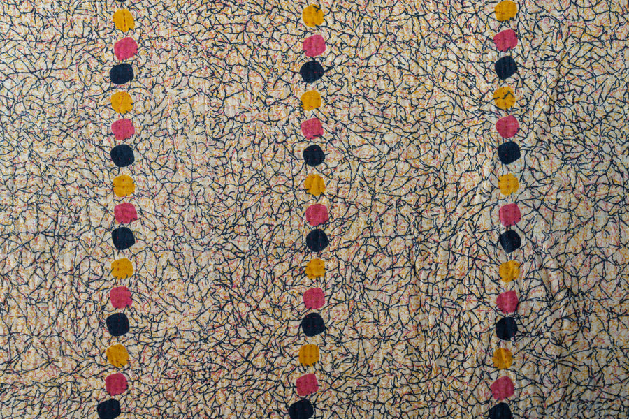 インド産　ヴィンテージ　カンタキルト　パッチワーク　手織り刺繍　手刺繍　ラリーキルト　ソファカバー　ヴィンテージ雑貨　民芸品　キルト専門店　amaleh