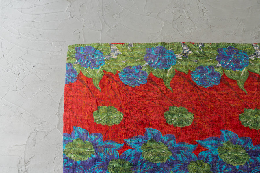 インド産　ヴィンテージ　カンタキルト　パッチワーク　手織り刺繍　手刺繍　ラリーキルト　ソファカバー　ヴィンテージ雑貨　民芸品　キルト専門店　amaleh