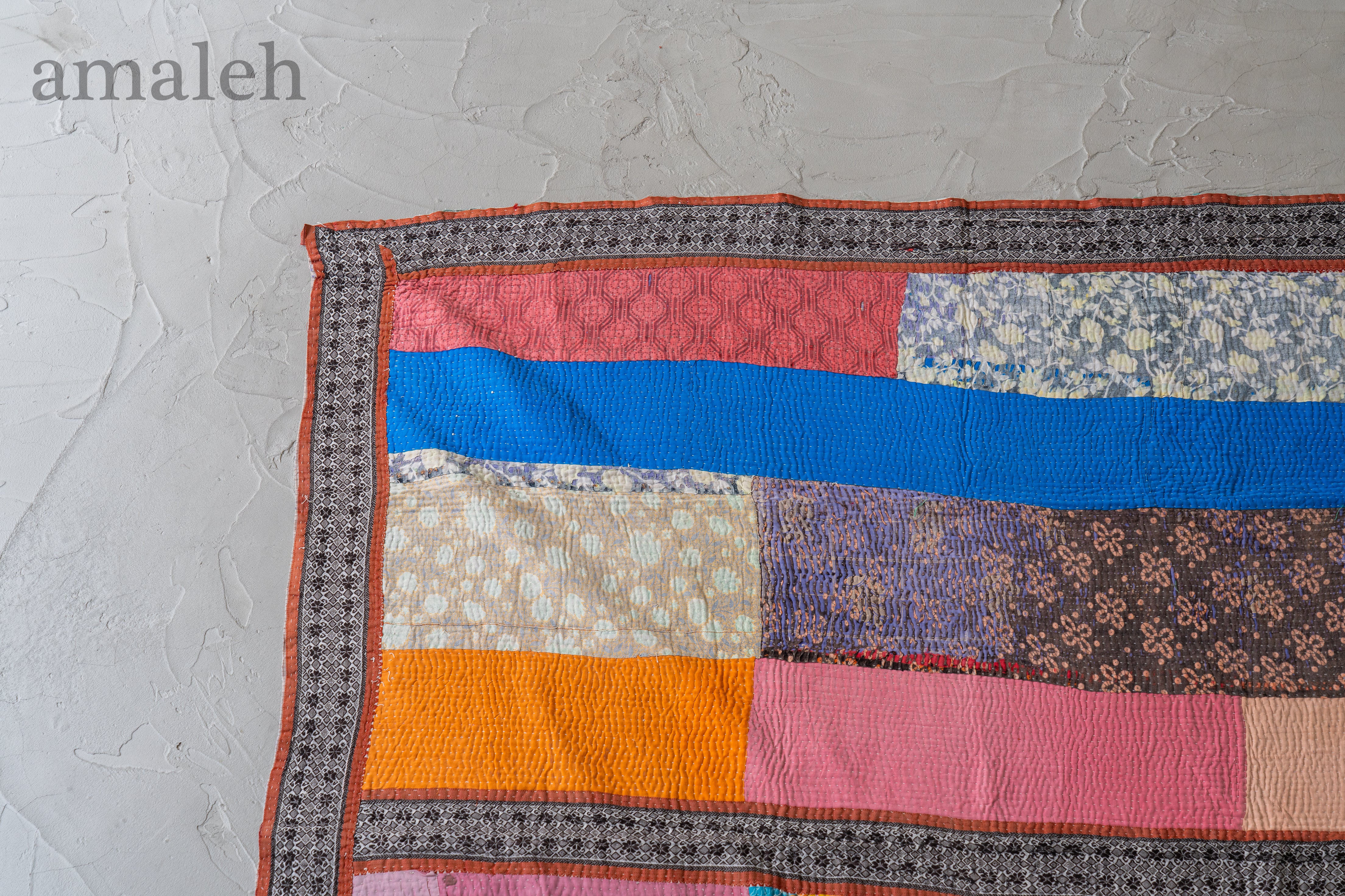 インドの手刺繍ヴィンテージカンタキルト・ラリーキルト-QUILT