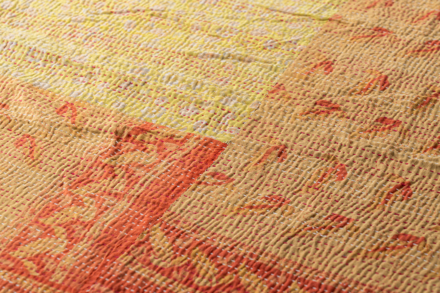 インド産　ヴィンテージ　カンタキルト　パッチワーク　手織り刺繍　手刺繍　ラリーキルト　ソファカバー　ヴィンテージ雑貨　民芸品　キルト専門店　amaleh