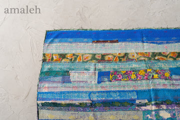 インド産　ヴィンテージ　カンタキルト　パッチワーク　手織り刺繍　手刺繍　ラリーキルト　ソファカバー　ヴィンテージ雑貨　民芸品　キルト専門店　amaleh