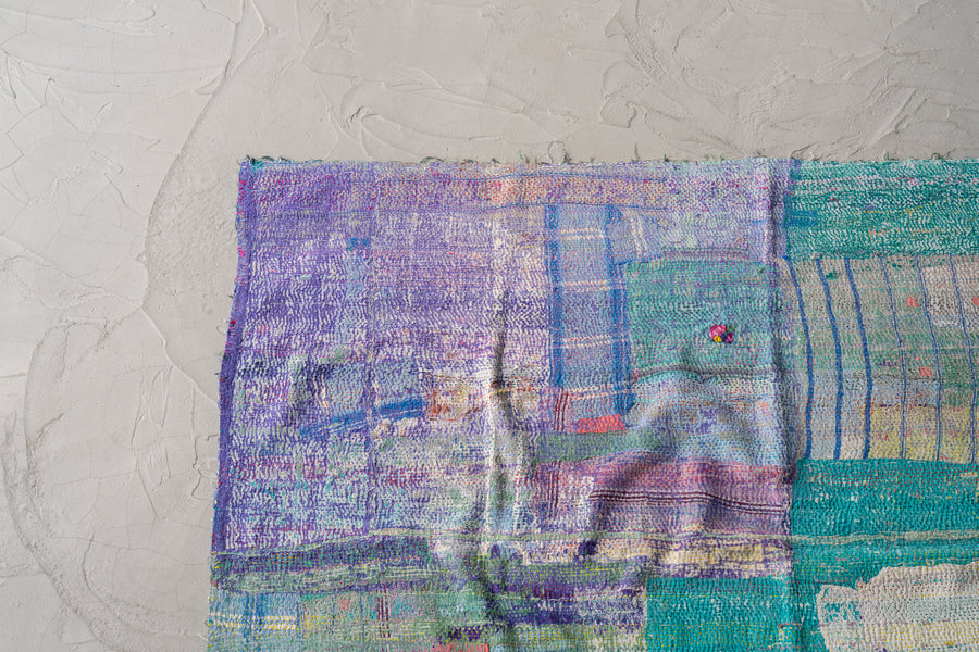 インド産　ヴィンテージ　カンタキルト　パッチワーク　手織り刺繍　手刺繍　ラリーキルト　ソファカバー　ヴィンテージ雑貨　民芸品　キルト専門店　amaleh