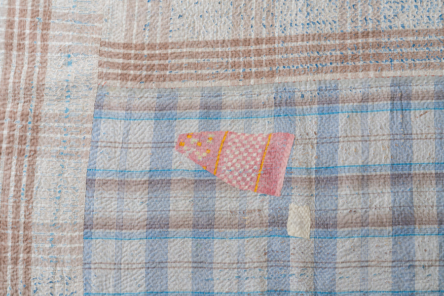 インド産　ヴィンテージ　カンタキルト　パッチワーク　手織り刺繍　手刺繍　ラリーキルト　ソファカバー　ヴィンテージ雑貨　民芸品　キルト専門店　amaleh