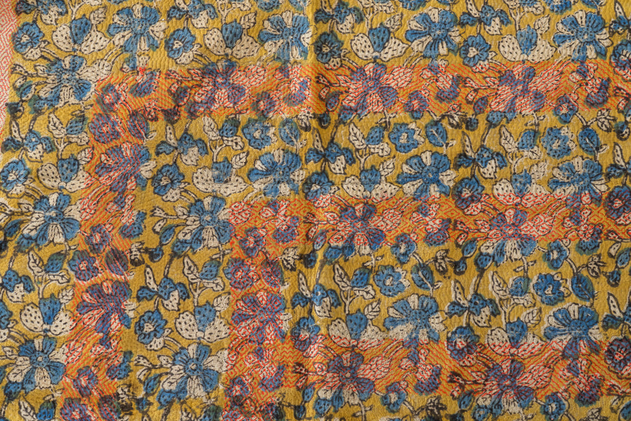 インド産　ヴィンテージ　カンタキルト　パッチワーク　手織り刺繍　手刺繍　ラリーキルト　ソファカバー　ヴィンテージ雑貨　民芸品　キルト専門店　amaleh