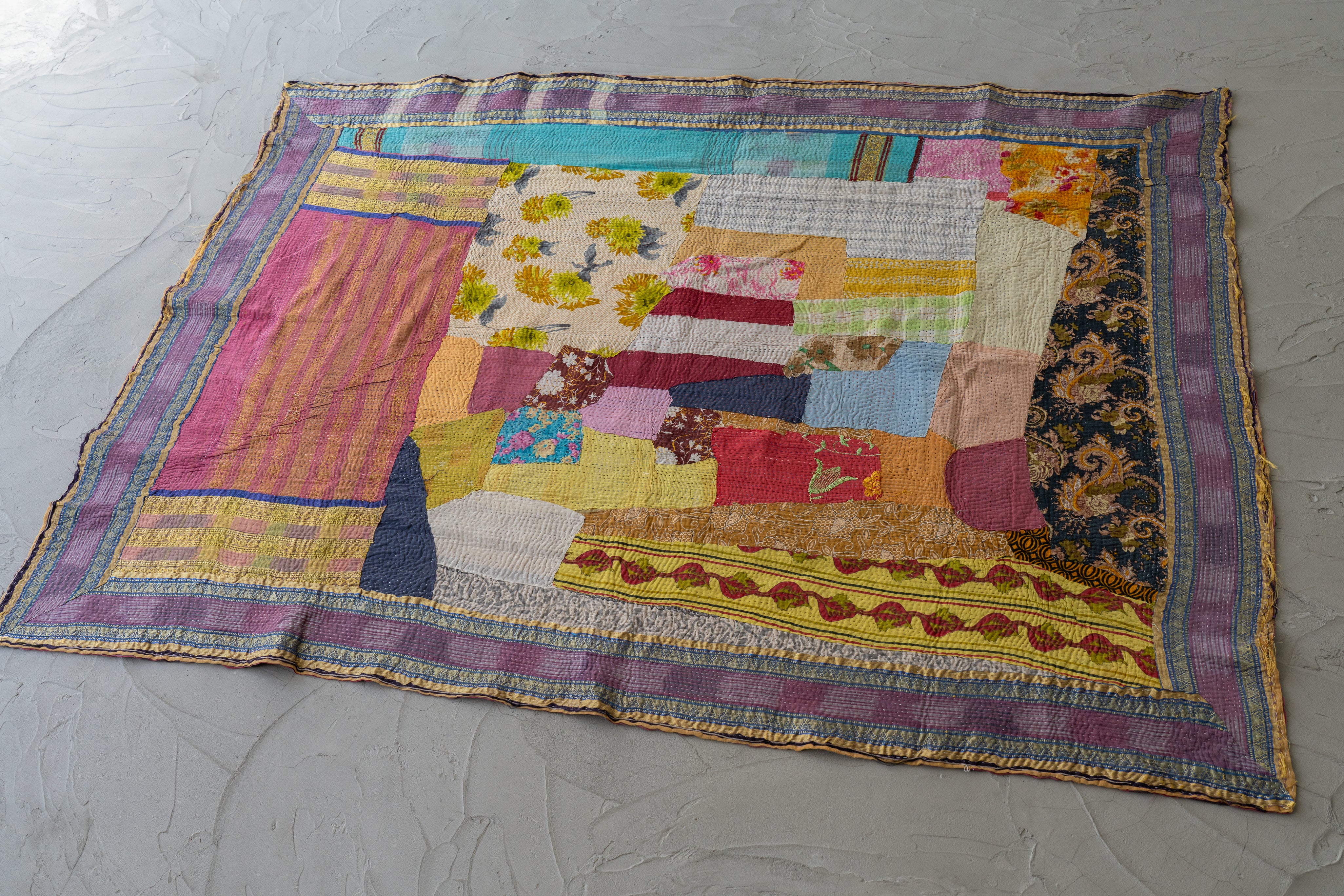 Vintage カンタキルト ラリーキルト インド産 カンタキルト・ラリーキルト】ヴィンテージラグ専門店