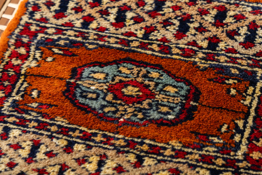 パキスタン産 1990年代 ヴィンテージミニラグ】手織り絨毯