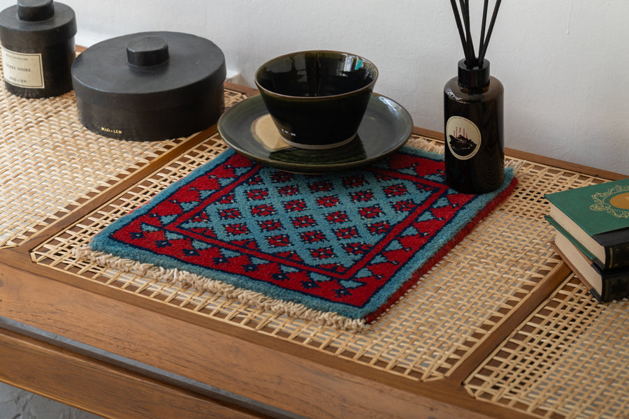 パキスタン産 1990年代 ヴィンテージミニラグ】手織り絨毯