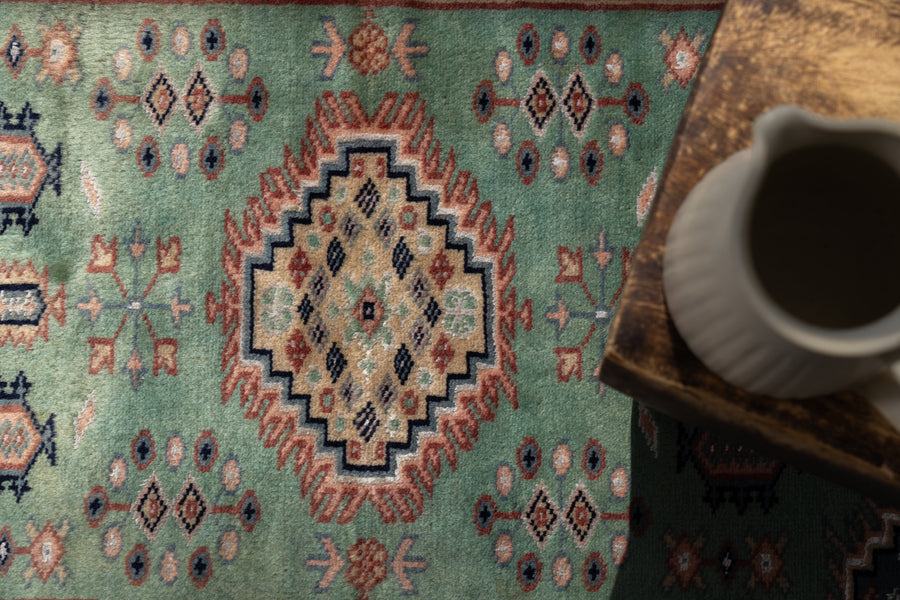 パキスタン産 1990年代 手織り絨毯】パキスタンラグ-ヴィンテージラグ