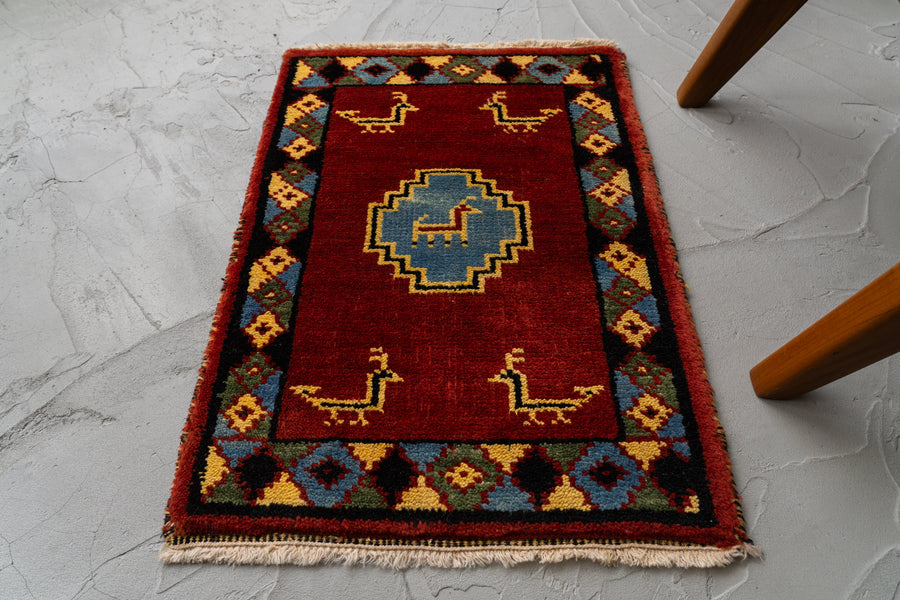 インド産 1990年代 ギャッベ】手織り絨毯-ヴィンテージラグ専門店