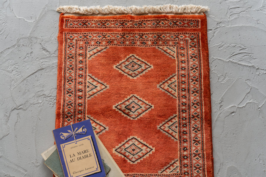 パキスタン産 1980年代 パキスタンラグ】手織り絨毯-ヴィンテージラグ