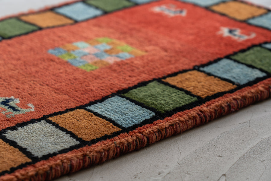 インド産 1990年代 ギャッベ】手織り絨毯-ヴィンテージラグ専門店