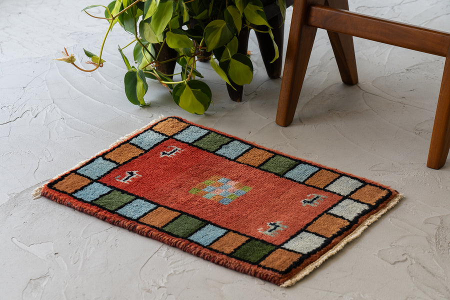 インド産 1990年代 ギャッベ】手織り絨毯-ヴィンテージラグ専門店