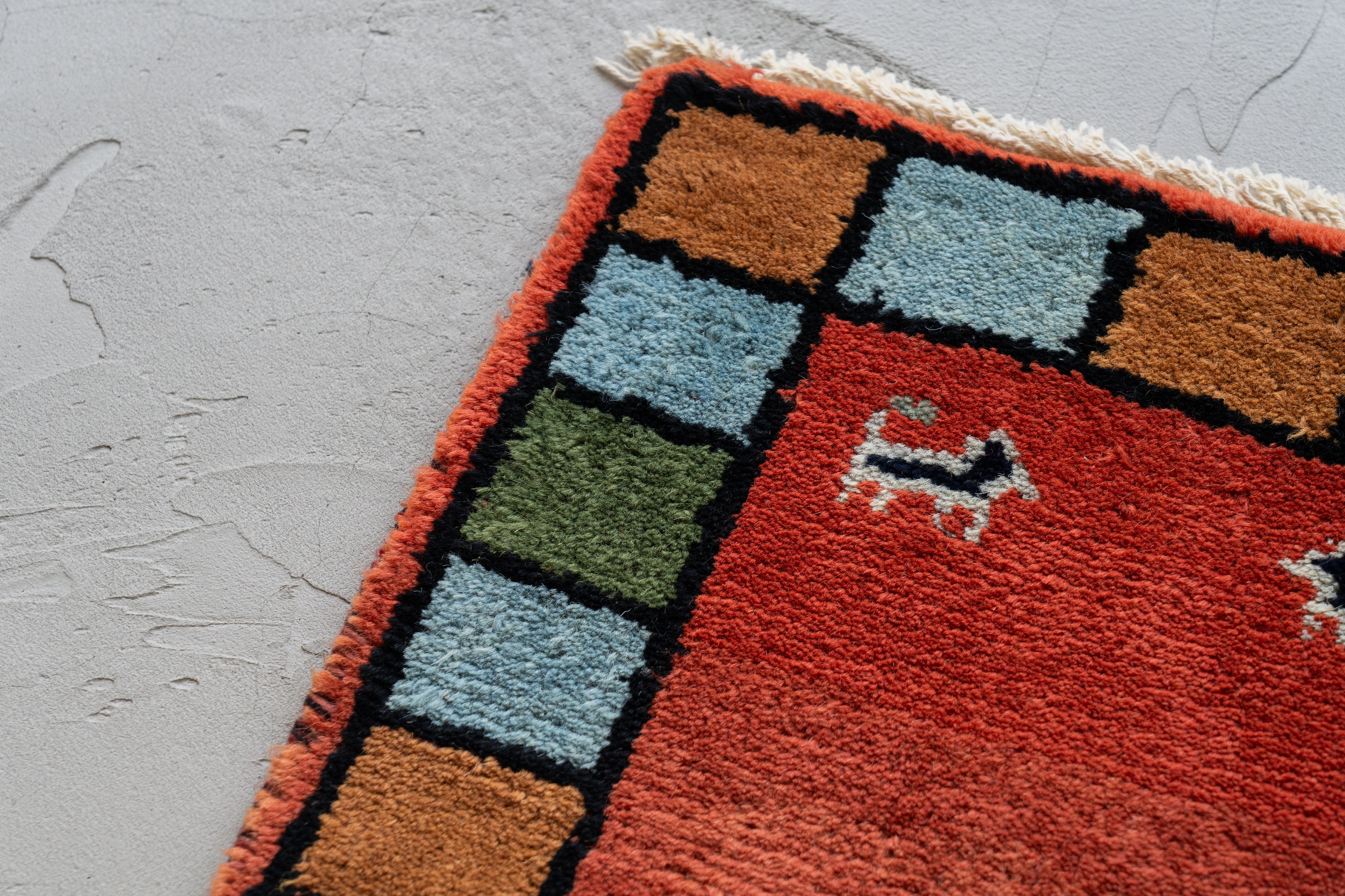 インド産 1990年代 ギャッベ】手織り絨毯-ヴィンテージラグ専門店