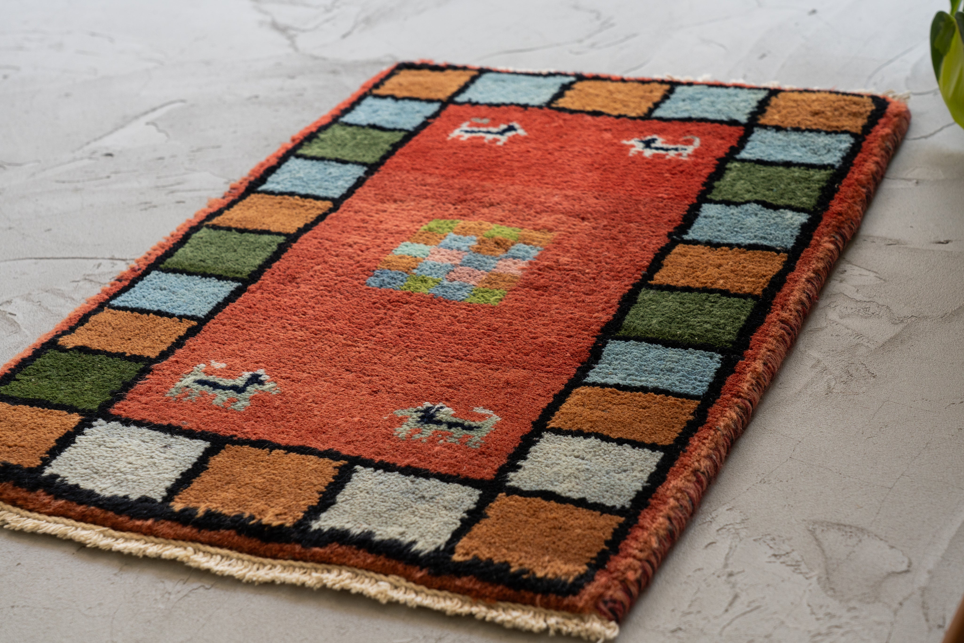 インド産 1990年代 ギャッベ】手織り絨毯-ヴィンテージラグ専門店