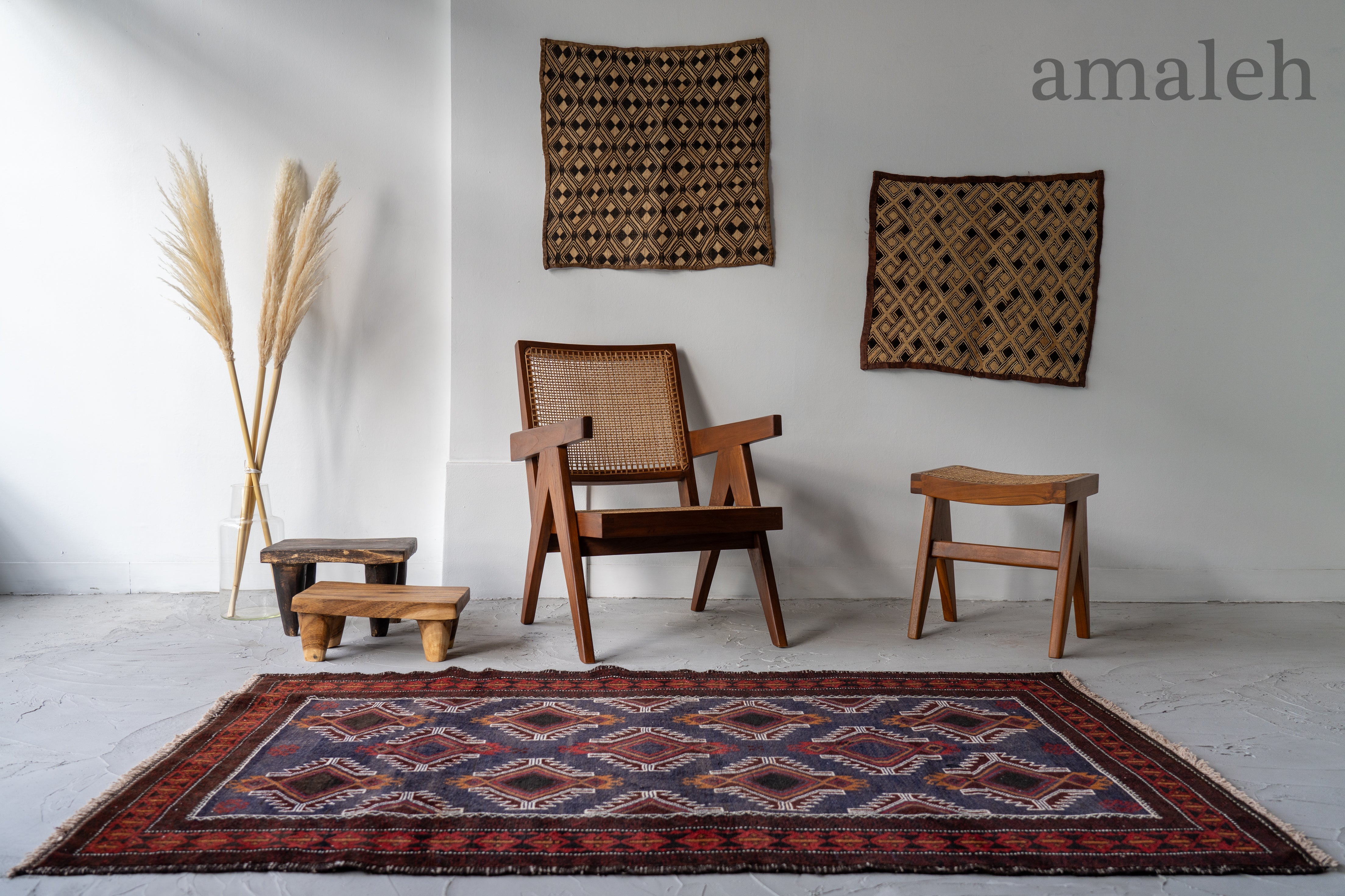 ヴィンテージラグ　トライバルラグ　ネイビーバルーチ ヴィンテージラグ トライバルラグ ネイビーバルーチ