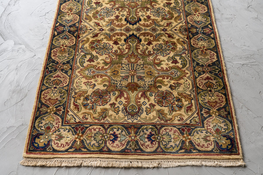 1990年代　インド産　ヴィンテージラグ　ギャッベ　手織り絨毯　メダリオン