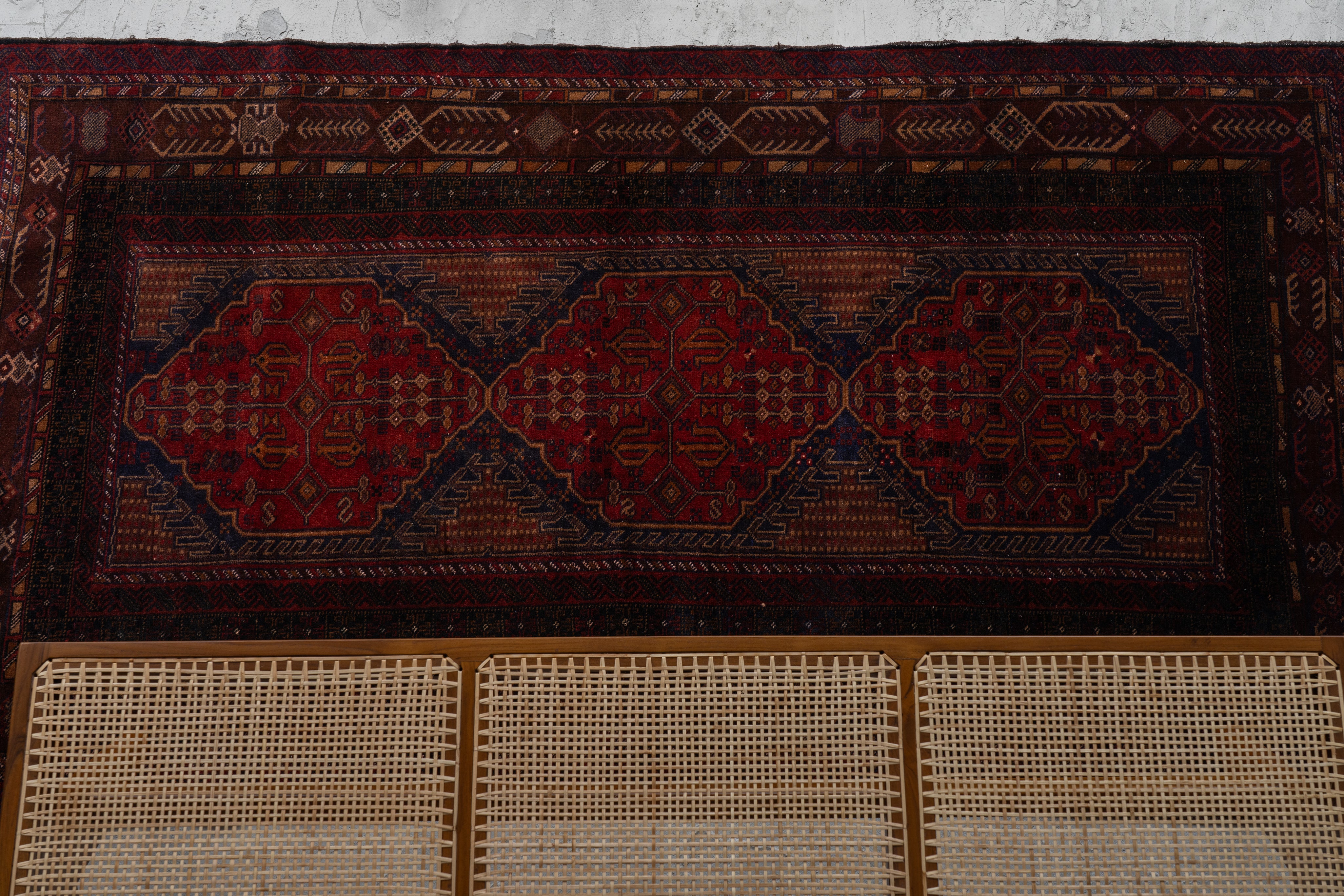 【1980's vintage】 バルーチ族 ビンテージラグ 1980-90's バルーチ族 トライバルラグ(1195mm × 830mm) - アンティーク