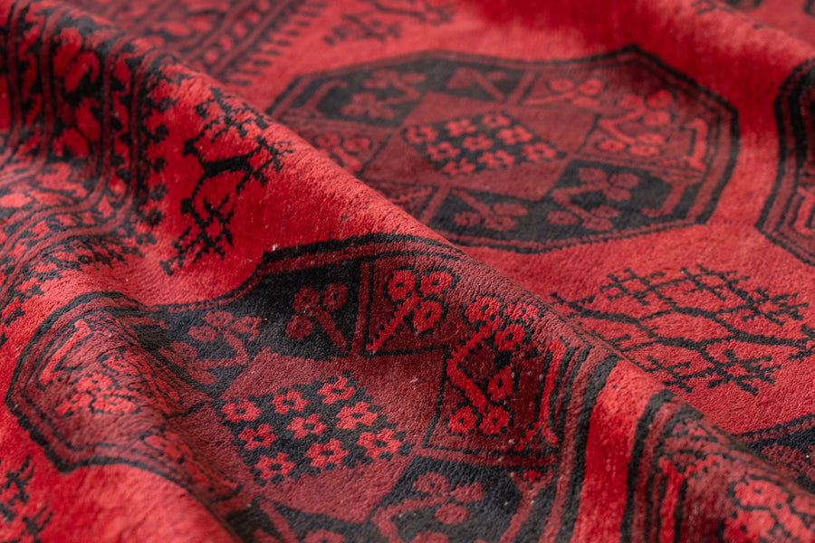 アフガニスタン産 1980年代　トルクメン族　ヴィンテージラグ　トルクメンラグ　トルクメン絨毯　絨毯　ギュル文様　エルサリ　ギュル