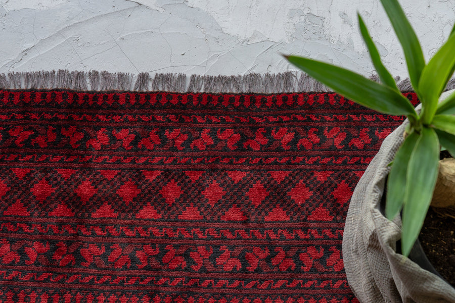 アフガニスタン産 1980年代　トルクメン族　ヴィンテージラグ　トルクメンラグ　トルクメン絨毯　絨毯　ギュル文様　エルサリ　ギュル