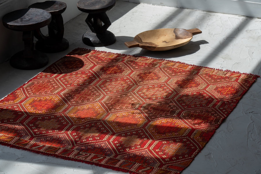 イラン産　1980年代　ヴィンテージラグ　ヴィンテージキリム　キリム　ペルシャ絨毯　絨毯　ラグ