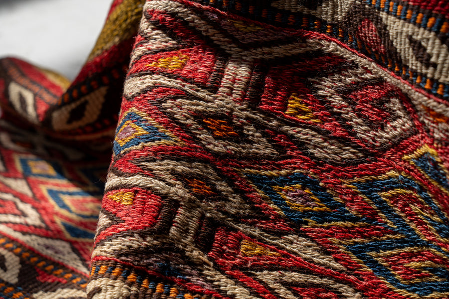 アフガニスタン産　1970年代　オールドラグ　オールドキリム　ヴィンテージラグ　キリム　手織りラグ　バルーチ族　バルーチキリム　サソリ柄　イーブルアイ