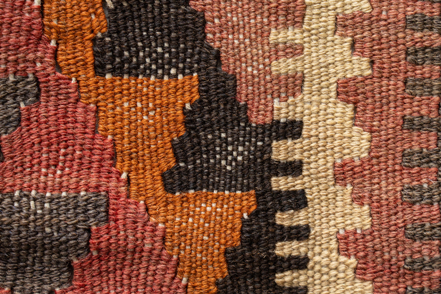 トルコ産　1980年代　ヴィンテージラグ　キリム　スリット織り　トルコキリム　イーブルアイ　カギ文様　手織りラグ　